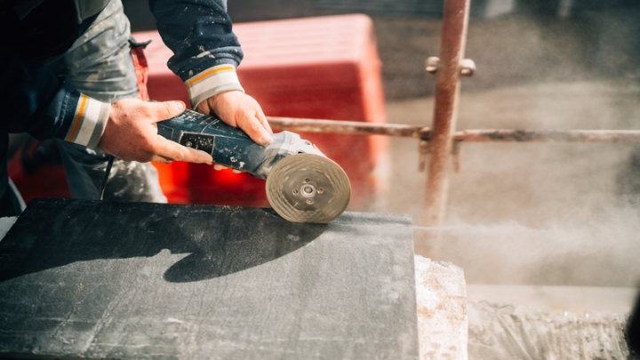 Construction worker with dust